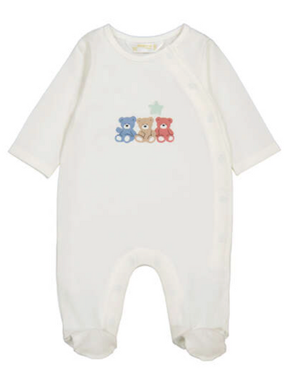 Mayoral White baby onesie with teddy bear design
