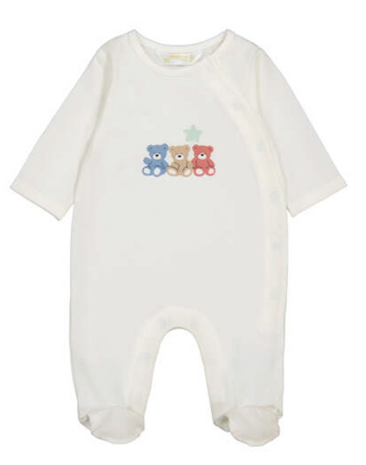 Mayoral White baby onesie with teddy bear design