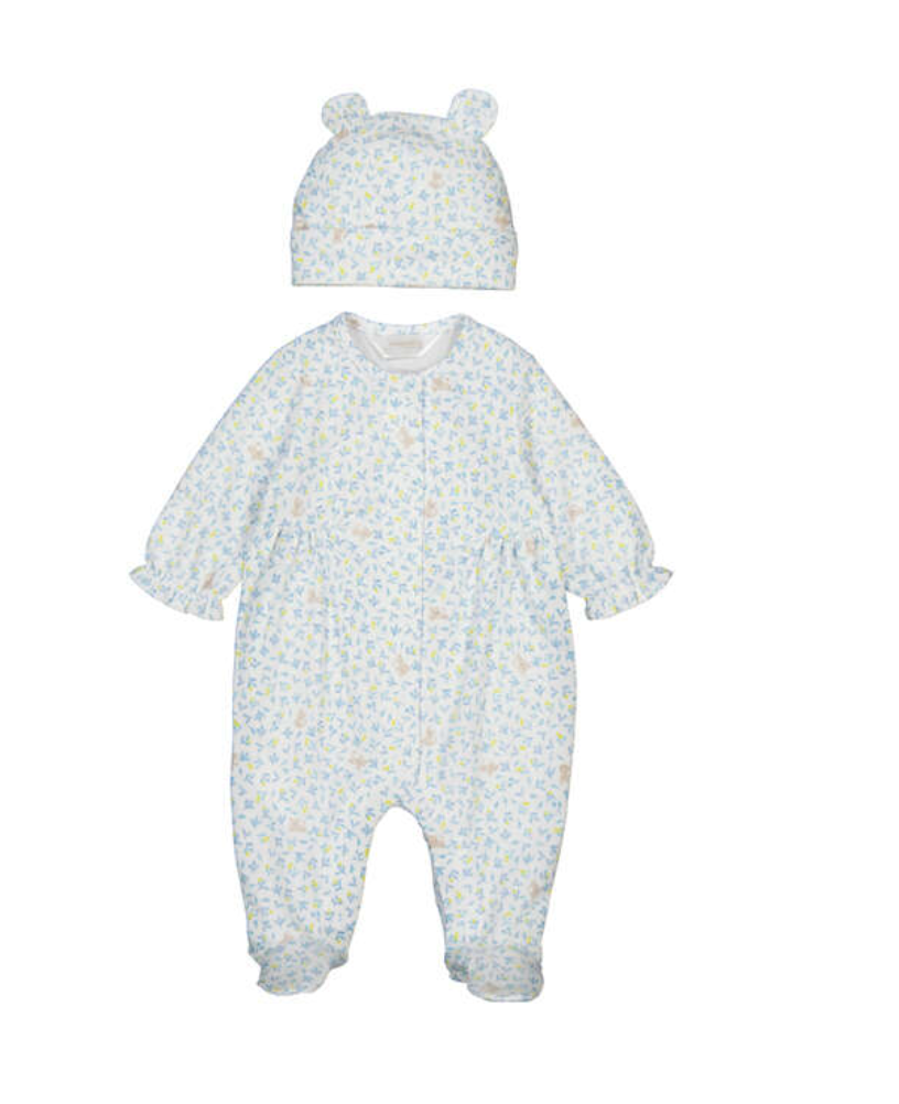 Mayoral Baby sleepsuit with bear hat on a white background