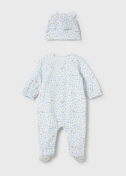 BABY SLEEPSUIT WITH HAT - FLOWERS & KITTENS | MAYORAL