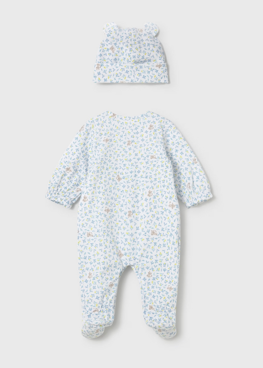 BABY SLEEPSUIT WITH HAT - FLOWERS & KITTENS | MAYORAL