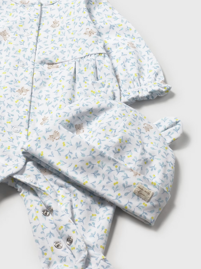 BABY SLEEPSUIT WITH HAT - FLOWERS & KITTENS | MAYORAL