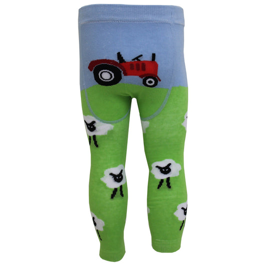 Children's leggings with tractor and sheep design. BABY TRACTOR & SHEEP LEGGINGS - 3 SIZES | POWELL CRAFT