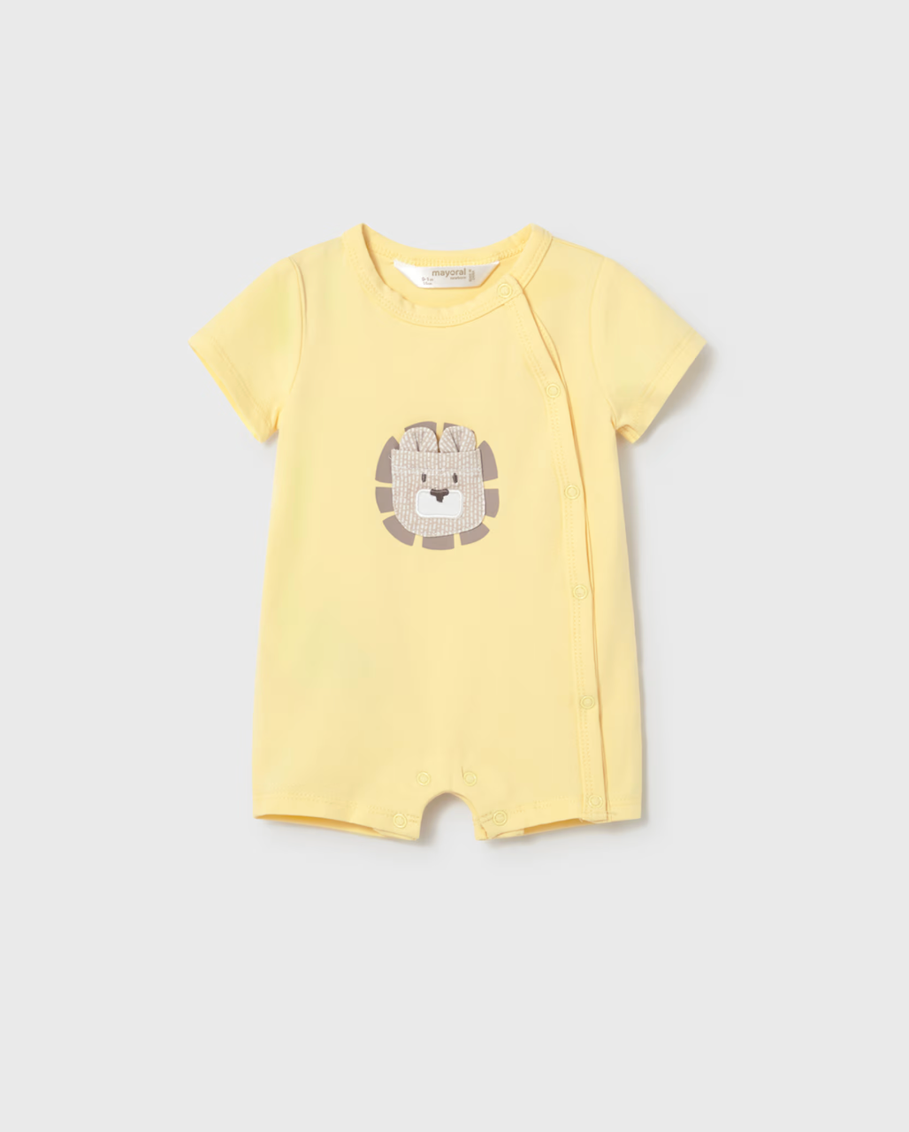 BABY UNISEX SHORT SUNSHINE YELLOW LION ROMPER | MAYORAL