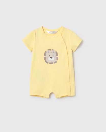 BABY UNISEX SHORT SUNSHINE YELLOW LION ROMPER | MAYORAL