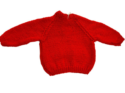 BRIGHT RED JUMPER WITH SHEEP - 9-12 MONTHS