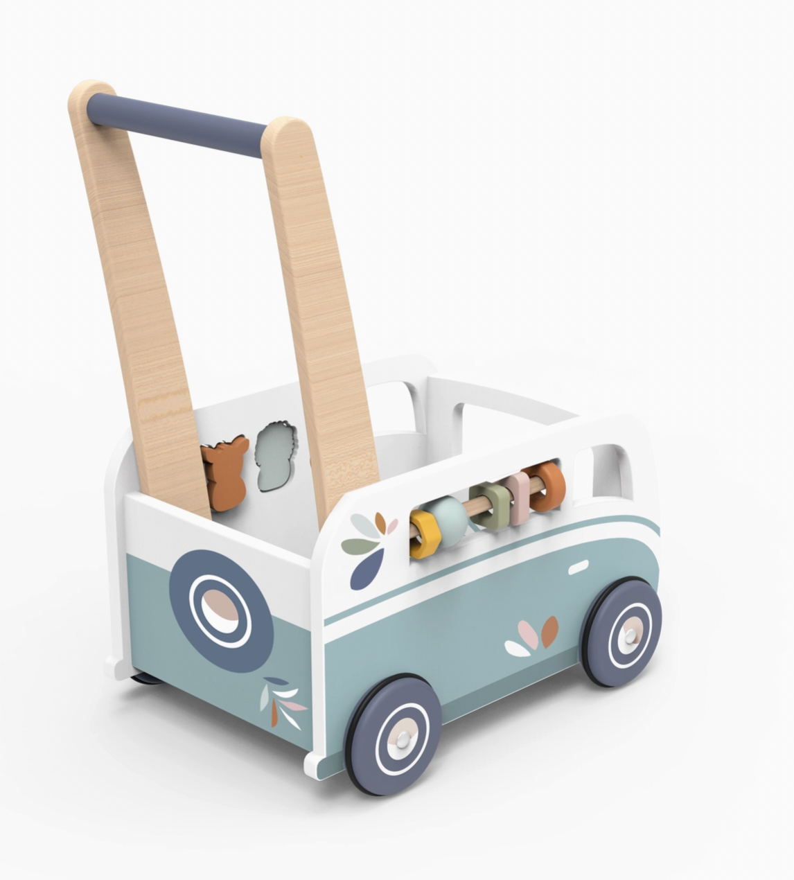 Children's wooden toy camper van walker with wheels and a handle  CAMPER VAN MULTI ACTIVITY WOODEN WALKER | SPEEDY MONKEY 