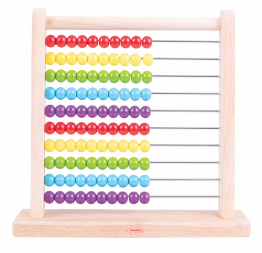 bigjigs Colorful childrens educational toy abacus with wooden frame. CHILDREN'S CLASSIC COLOURFUL WOODEN ABACUS | BIGJIGS
