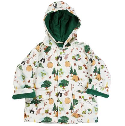 Children's raincoat with nature-themed pattern. CHILDREN'S GREAT OUTDOORS RAINCOAT - 3 SIZES | POWELL CRAFT