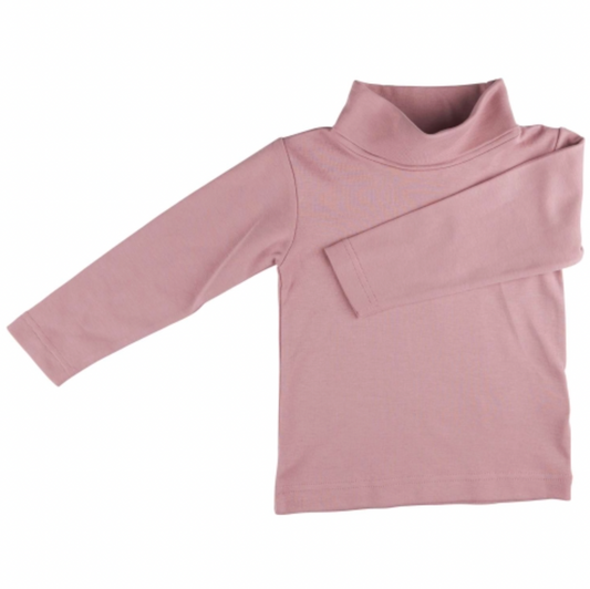 Pigeon Organics pink cotton turtleneck long sleeve top. CHILDREN'S ORGANIC COTTON LONG SLEEVE POLO NECK - PINK | PIGEON ORGANICS 