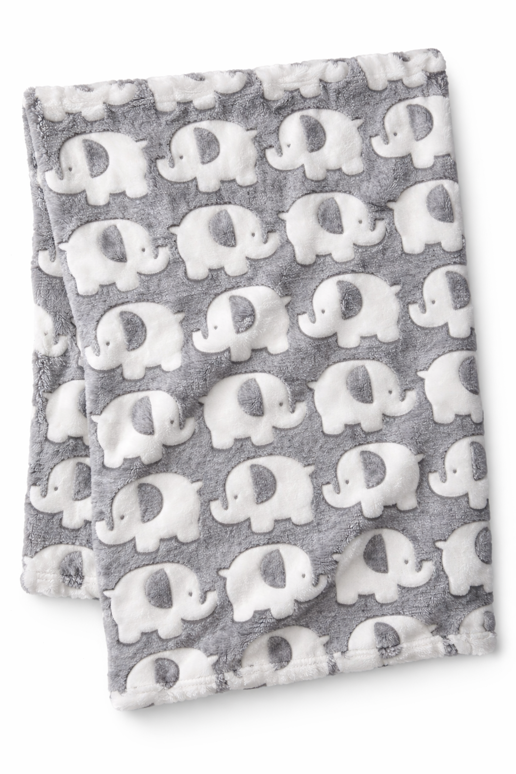 Gray blanket with white elephant pattern. COSY BABY WRAP | GREY ELEPHANT