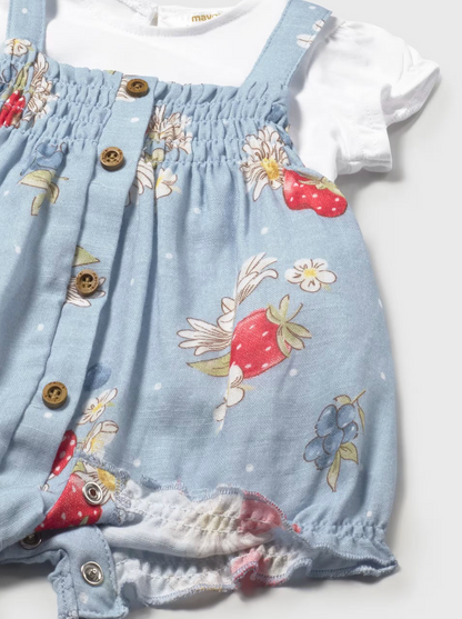 COTTON BABY GIRLS STRAWBERRY ROMPER SET | MAYORAL