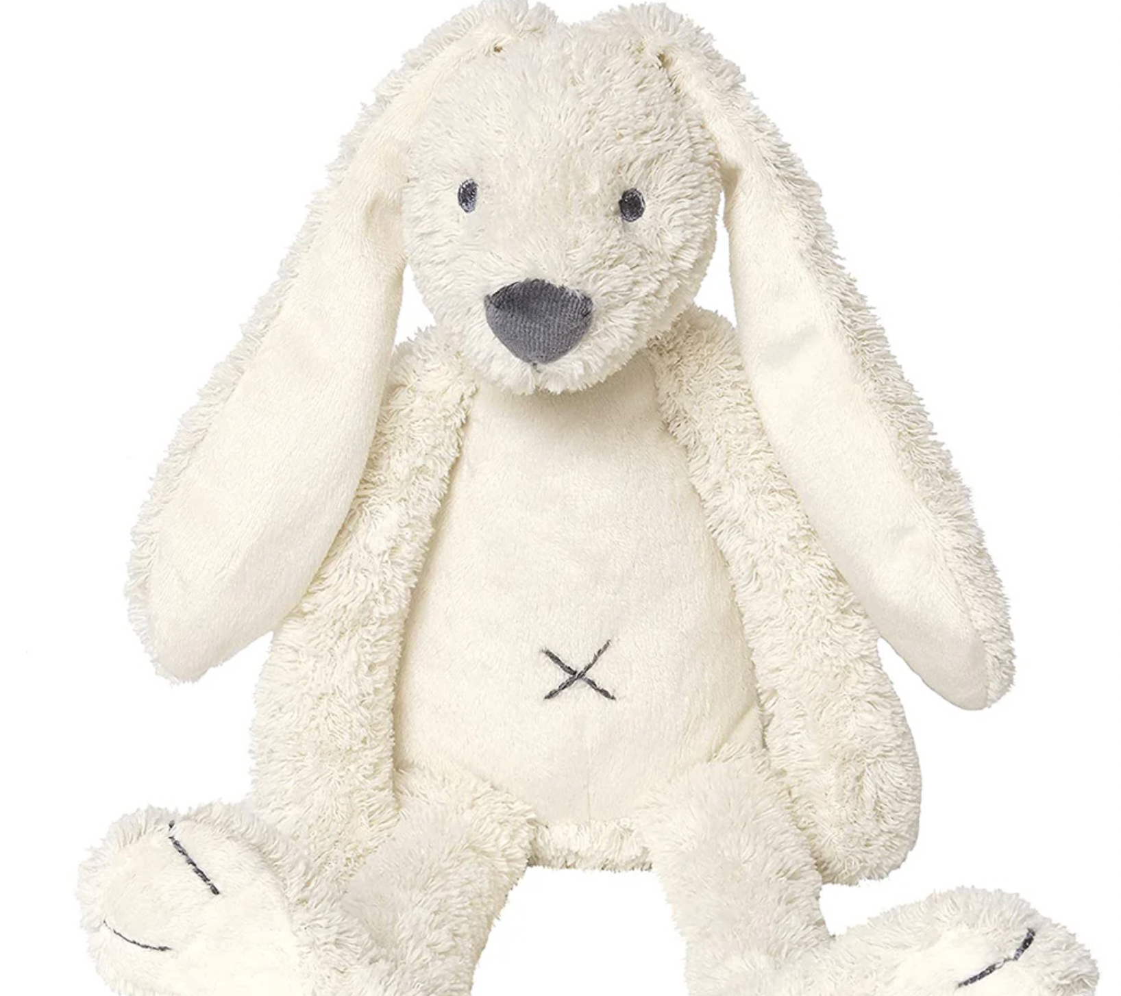 White plush bunny toy with a black heart nose. CUDDLY PLUSH RICHIE RABBIT IN WHITE - 3 SIZES | HAPPY HORSE