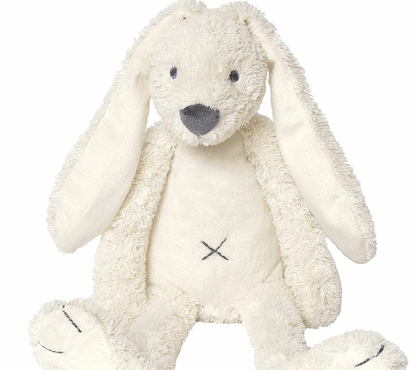 White plush bunny toy with a black heart nose. CUDDLY PLUSH RICHIE RABBIT IN WHITE - 3 SIZES | HAPPY HORSE