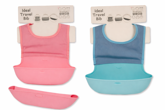 TRAVEL BIB - PINK OR BLUE | NURSERY TIME