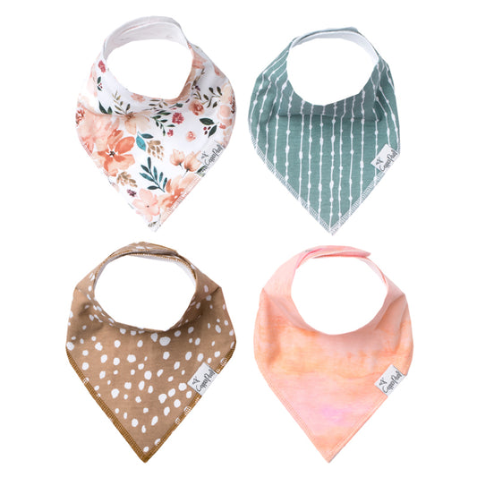 FAWN FLORAL DRIBBLE BIB 4 PACK