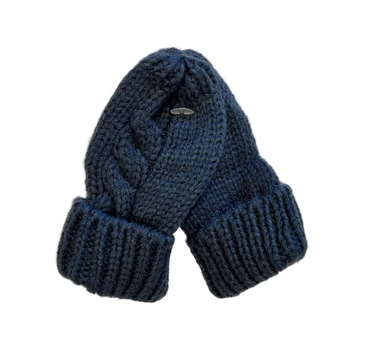 KNITTED BABY MITTENS - NAVY BLUE