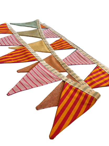 RUBARB & CUSTARD WITH VELVET RAINBOW BACK BUNTING | THE SUSSEX BUNTING COMPANY