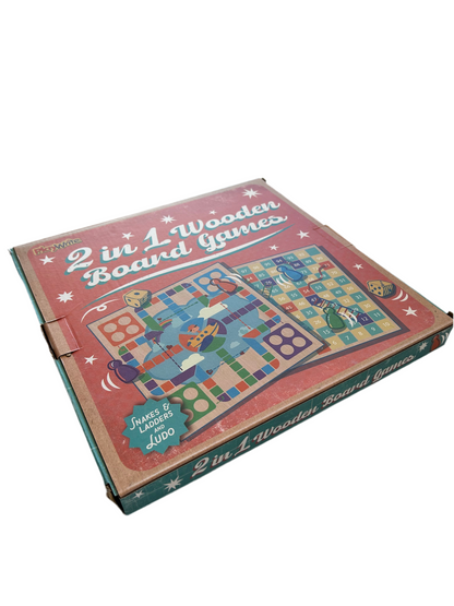 2 IN 1 WOODEN BOARD GAME - LUDO & SNAKES AND LADDERS