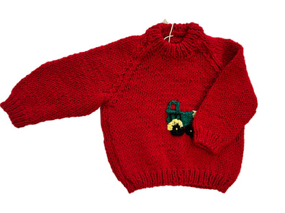 RICH RED JUMPER WITH GREEN TRACTOR - 9-12 MONTHS