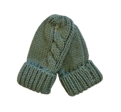 KNITTED BABY MITTENS - SAGE GREEN