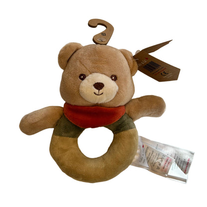 CHRISTMAS TEDDY WITH SCARF RATTLE RING