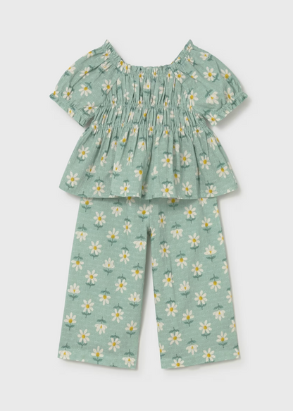 FLOWY DAISY GIRLS OUTFIT - COTTON TOP & TROUSERS | MAYORAL