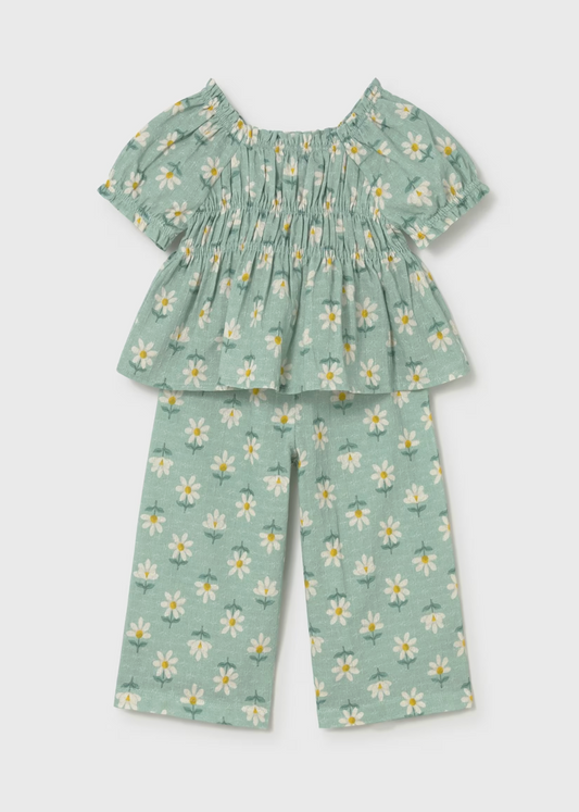 FLOWY DAISY GIRLS OUTFIT - COTTON TOP & TROUSERS | MAYORAL