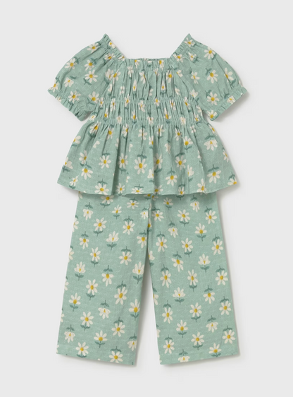 FLOWY DAISY GIRLS OUTFIT - COTTON TOP & TROUSERS | MAYORAL