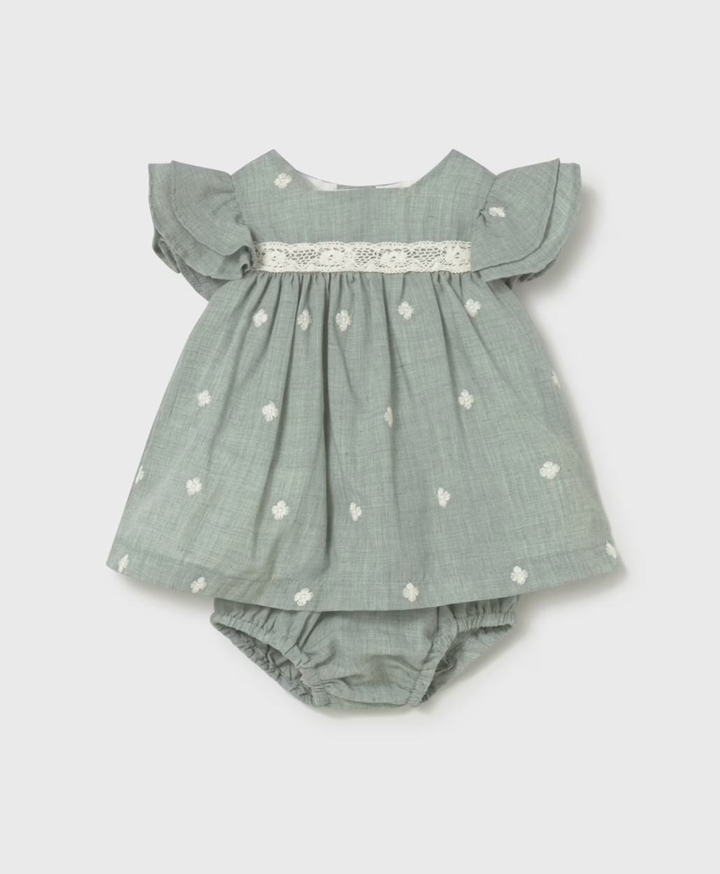 GIRLS AQUA EMBROIDERED DRESS WITH KNICKERS | MAYORAL