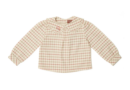 GIRLS COTTON COUNTRY CHECK BLOUSE WITH PETER PAN COLLAR | ELEANOR CHARLES