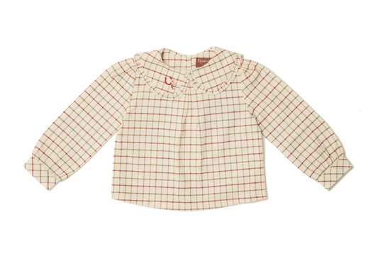 GIRLS COTTON COUNTRY CHECK BLOUSE WITH PETER PAN COLLAR | ELEANOR CHARLES