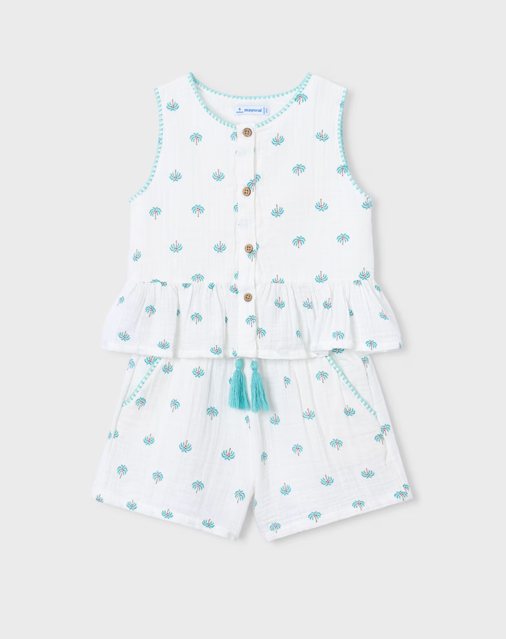 GIRLS COTTON PRINTED SHIRT & SHORTS SET - MAYORAL
