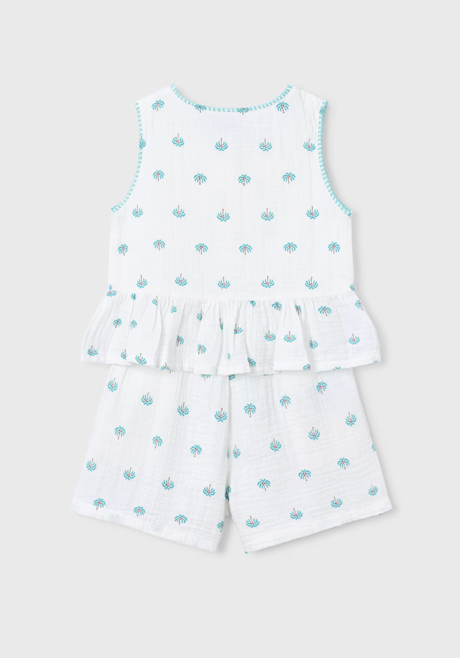 GIRLS COTTON PRINTED SHIRT & SHORTS SET - MAYORAL