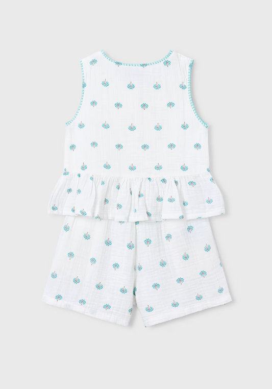 GIRLS COTTON PRINTED SHIRT & SHORTS SET - MAYORAL