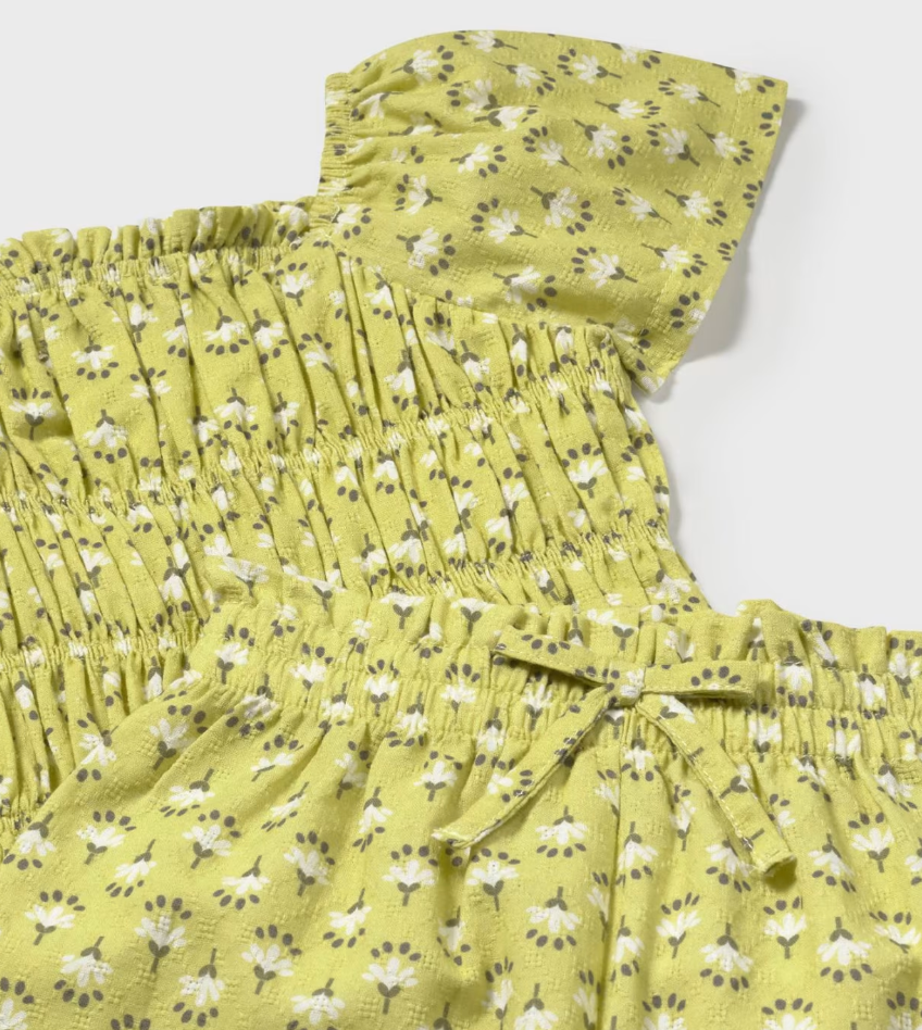Yellow floral SET on a white background GIRLS HONEYCOMB TOP & TROUSER SET - LIME | MAYORAL 