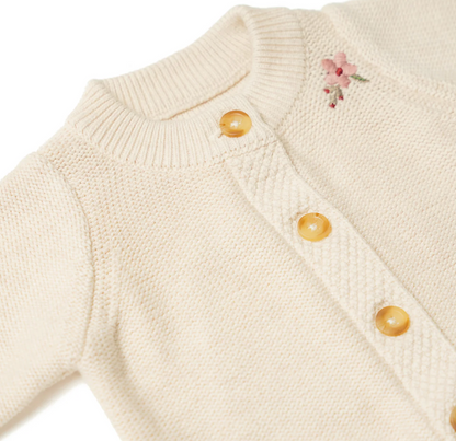 GIRLS ORGANIC COTTON HORSE SHOW FLORAL CARDIGAN | ELEANOR CHARLES