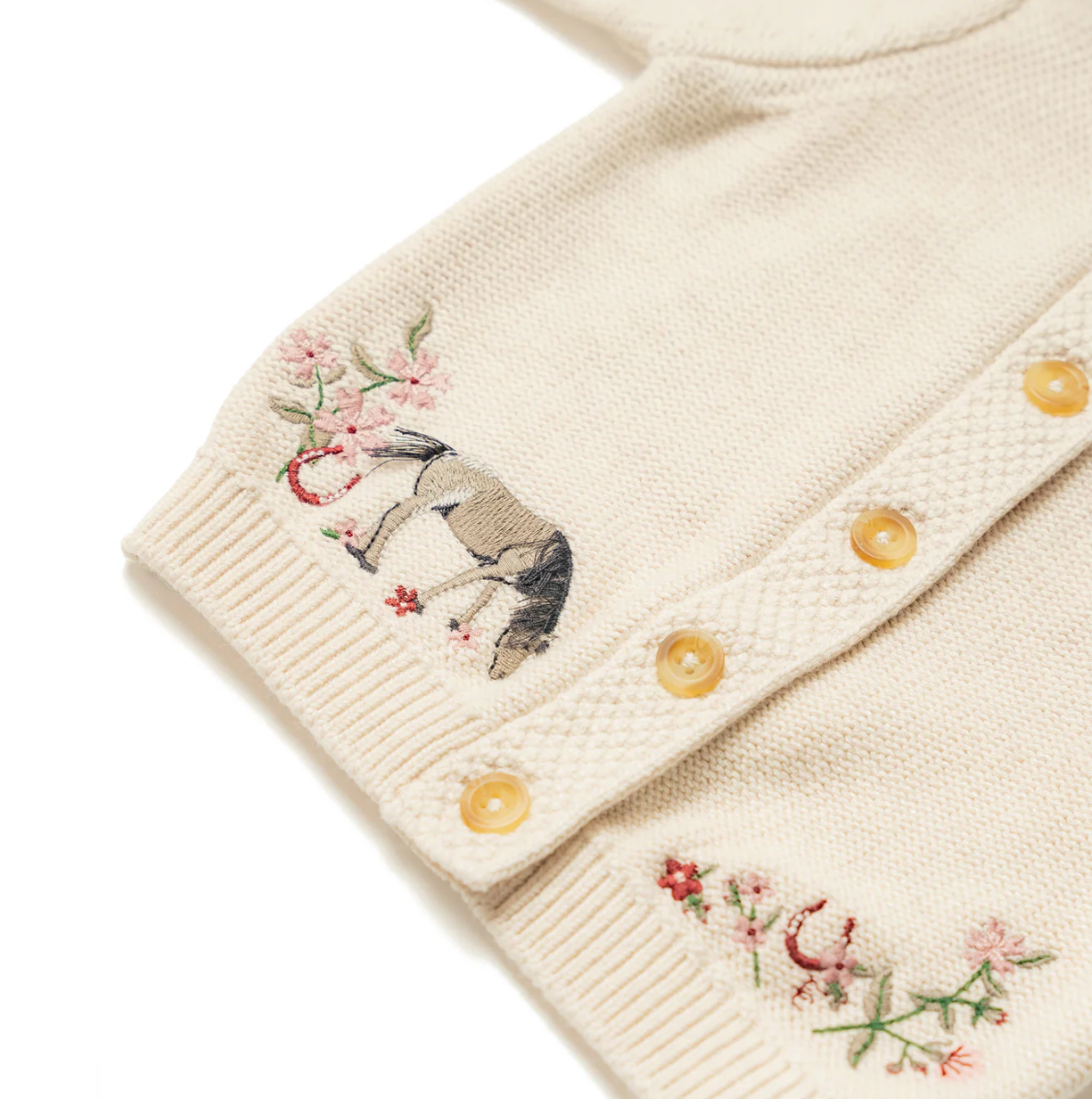 GIRLS ORGANIC COTTON HORSE SHOW FLORAL CARDIGAN | ELEANOR CHARLES