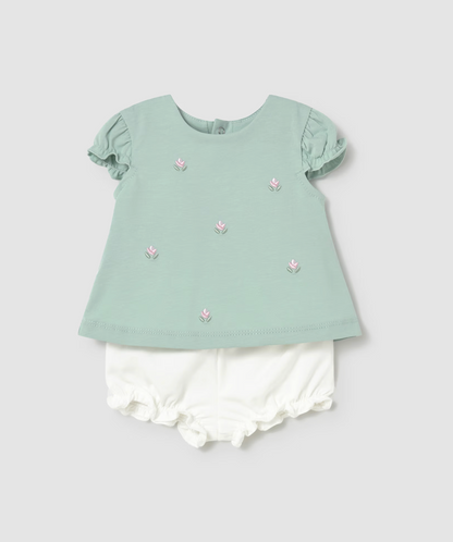 GIRLS SHORT & TOP SET - AQUA FLOWER | MAYORAL