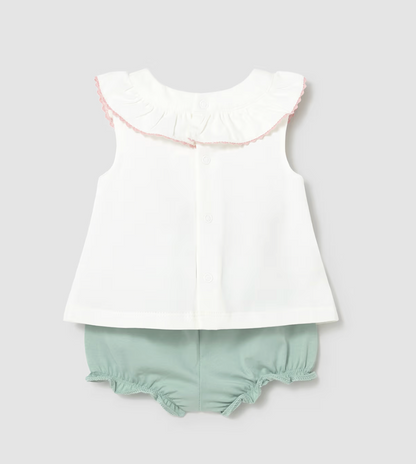 GIRLS SHORT & TOP SET - PINK RUFFLE FLOWER | MAYORAL