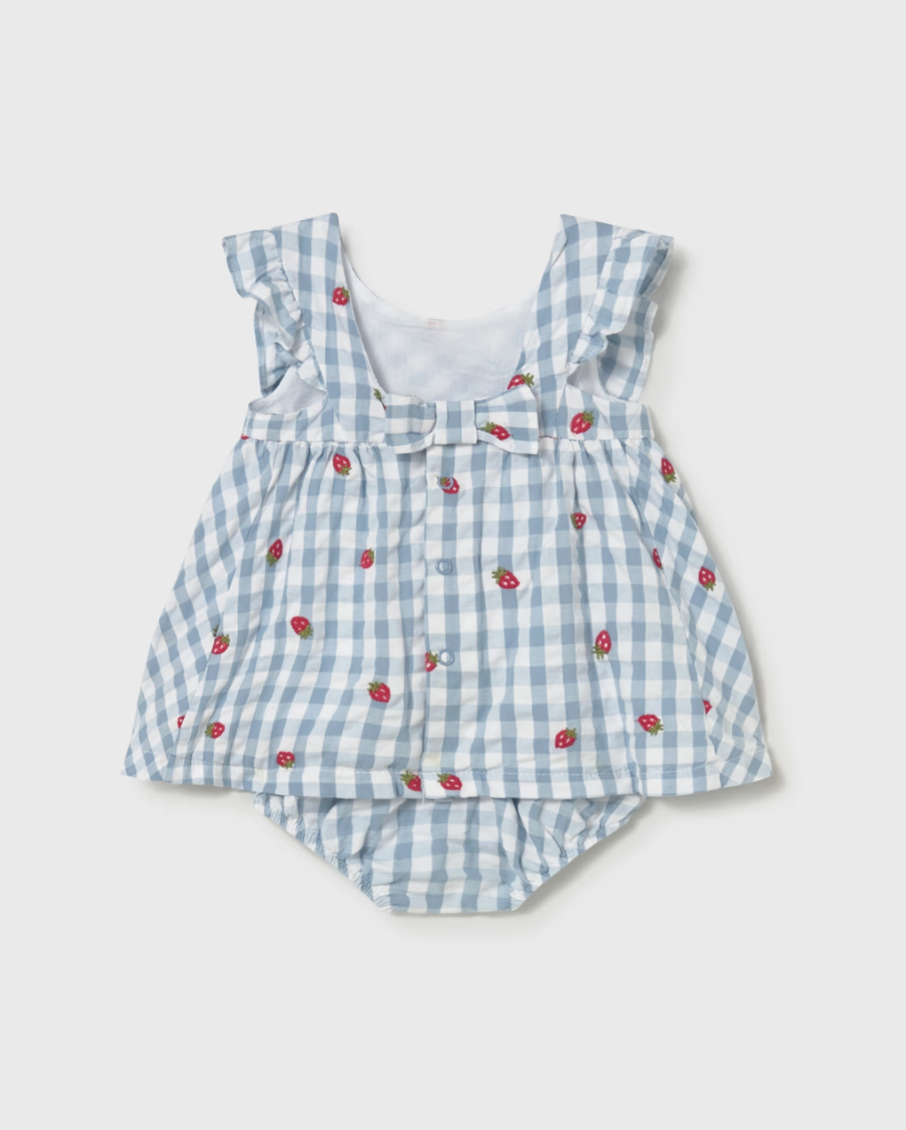 GIRLS STRAWBERRY BLUE GINGHAM COTTON DRESS WITH KNICKERS | MAYORAL