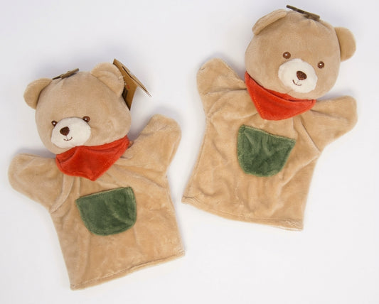 TEDDY BEAR HAND PUPPET WITH SCARF | CUTE & CO