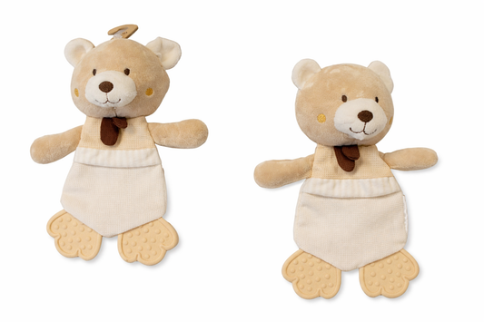 CRINKLE BABY BEAR COMFORTER WITH RATTLE & TEETHERS |
