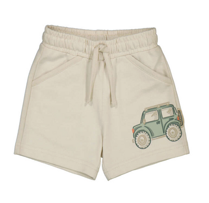 Mayoral Kids Beige summer shorts with a green car design