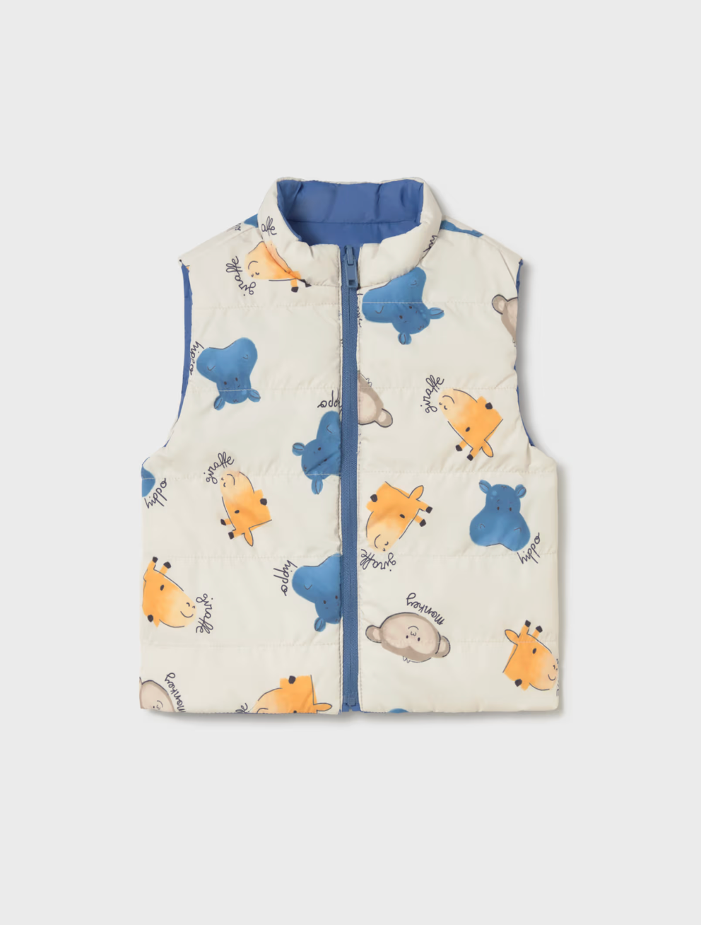 KIDS REVERSIBLE VEST - BLUE GIRAFFE GILET | MAYORAL