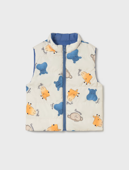 KIDS REVERSIBLE VEST - BLUE GIRAFFE GILET | MAYORAL