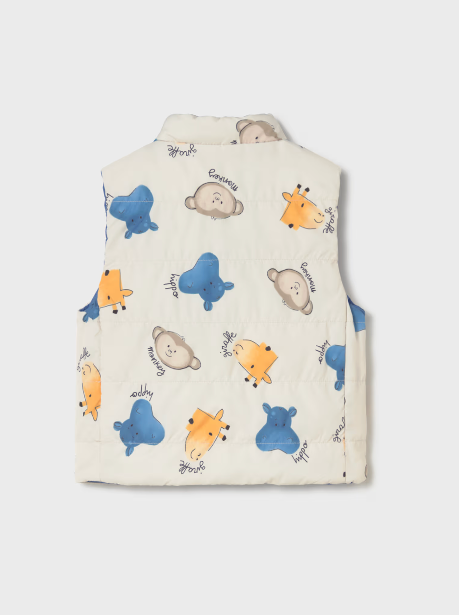 KIDS REVERSIBLE VEST - BLUE GIRAFFE GILET | MAYORAL