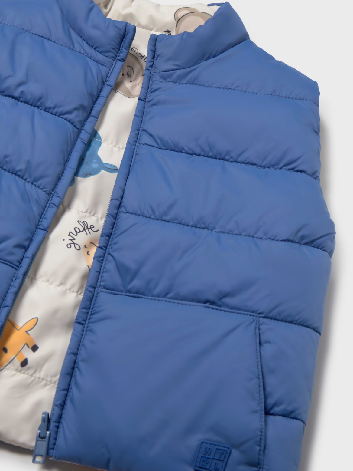 KIDS REVERSIBLE VEST - BLUE GIRAFFE GILET | MAYORAL