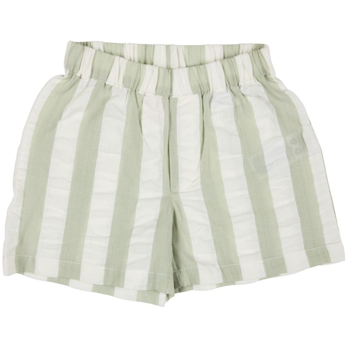Kids green and white Pigeon Organics striped shorts 