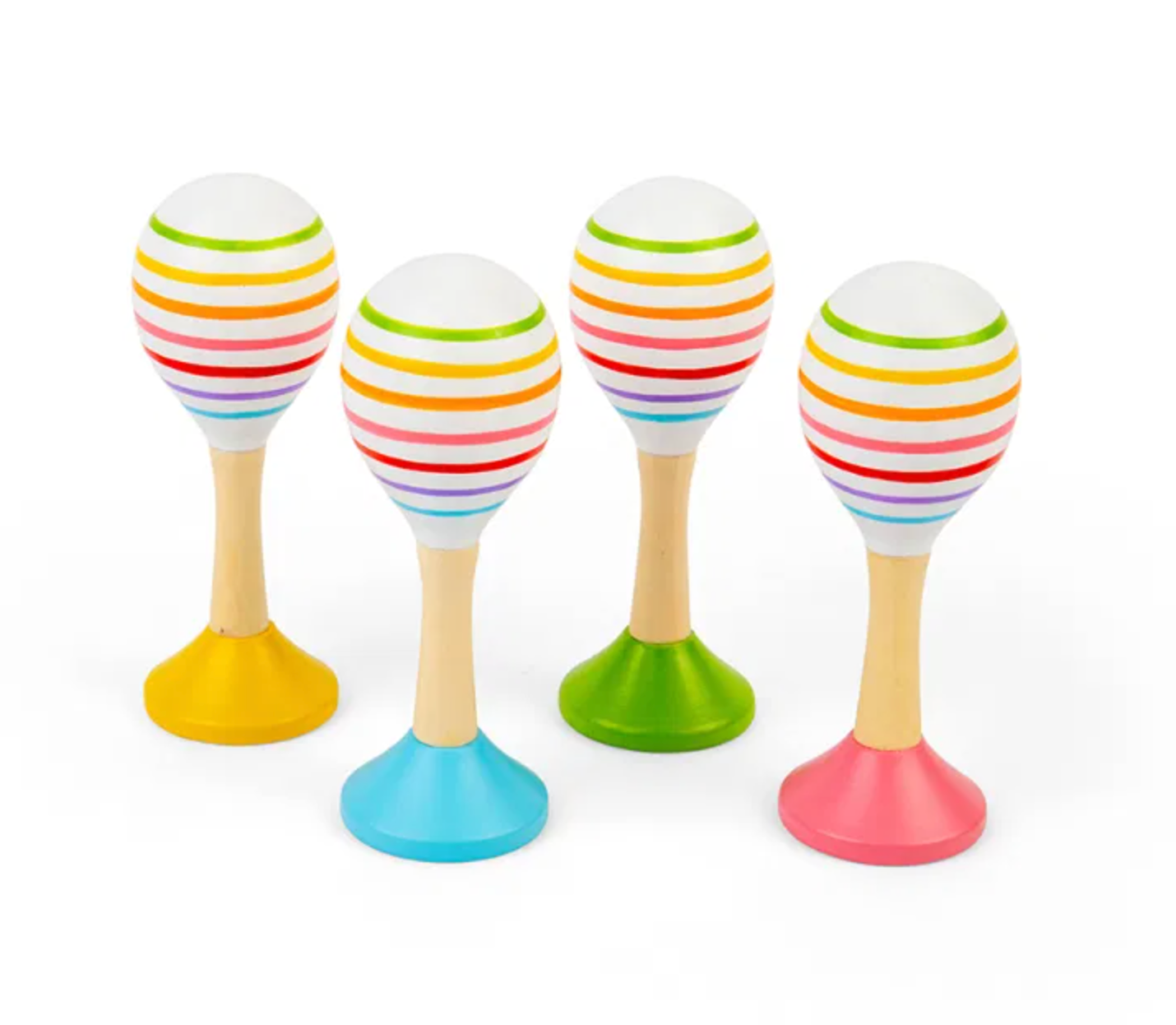 Set of four colorful maracas. KID'S WOODEN COLOURFUL JUNIOR MARACAS | BIGJIGS
